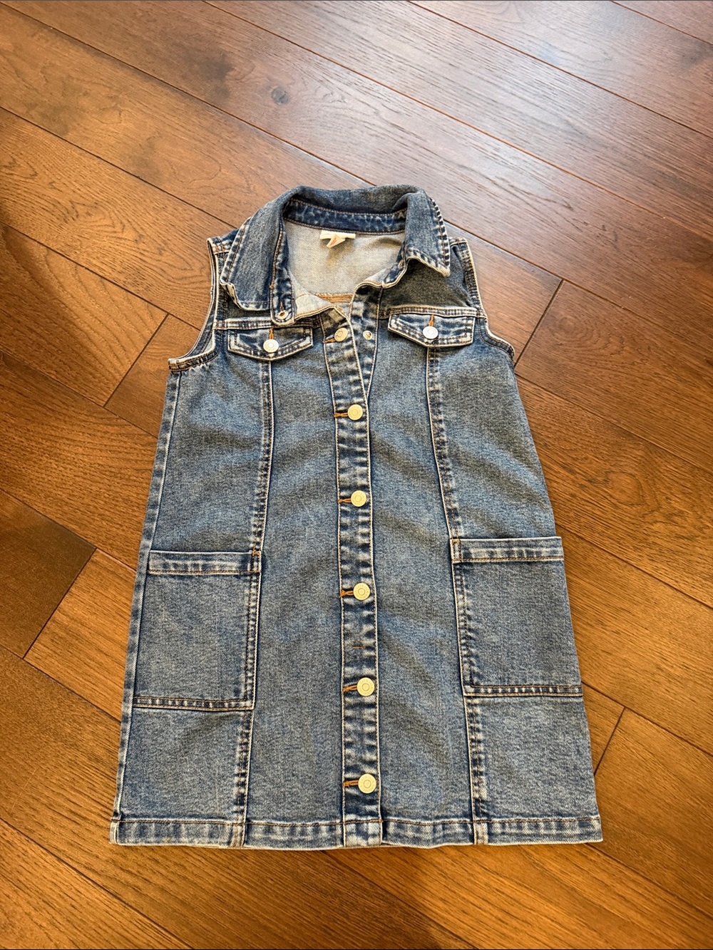 Cat & Jack Girls Sleeveless Denim Button-Front Dress - Blue - Size 8 - C72-075